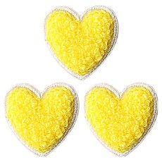 동대문단추왕 열접착식 자수 미니 보슬이 하트 와펜 패치, 옐로우, 3개