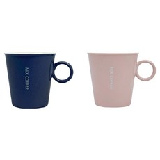 파울러스 뉴 믹스 커피 머그잔 2종 세트, 핑크 + 네이비, 1세트