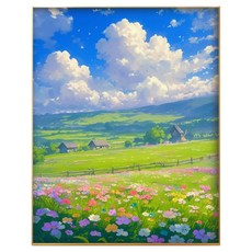 Sun Moon 帆布型油畫 風景油畫繪畫, 1個, 風景 4