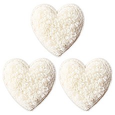 동대문단추왕 열접착식 자수 미니 보슬이 하트 와펜 패치, 화이트, 3개