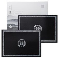 sosomoso 祈願 螺鈿紋樣 皮革餐墊 2入 禮盒組 壽福, 1套, 黑色, 43 x 30 cm