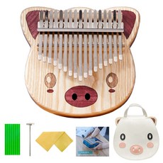 Baira 小豬白蠟木實木 17音卡林巴琴 + 專用琴盒套組 BKH00, 單品