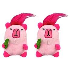 Dadaland 帥男美女水豚君頭髮娃娃 包包吊飾 包包鑰匙圈, 12cm, 2個, 粉紅色