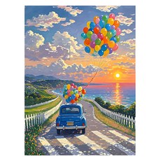 프레임키 지브리 애니배경 DIY 용품 일체 세트 30 x 40 cm, 바다2, 1세트