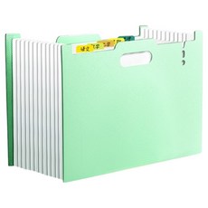 펜앤피스 스탠딩 아코디언 다층 수납 서류정리함 13단 가로형 32.2 x 40 x 22.8 cm, 그린, 1개