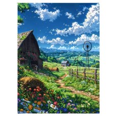 相框套組 吉卜力動畫背景 DIY 用品全套 30 x 40 cm, 藍色2, 1套