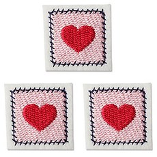 동대문단추왕 열접착식 자수 와펜 패치, 하트, 3개