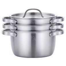 LiViNG ART Reve 電磁爐用五層鍋具3件組, 1套, 單一顏色, 淺燉鍋 16cm + 雙耳鍋 16cm + 深湯鍋 16cm