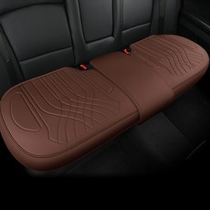 River Fox 2025年款 奢華全包覆透氣孔後座皮革汽車坐墊, 1個, 棕色