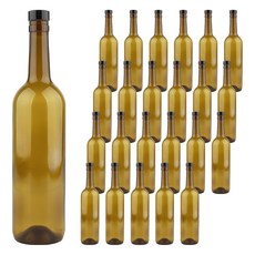 공병상회 와인 AC 코르크 앤틱 유리병 750ml x 24p + T형마개 블랙 24p 세트, 1세트