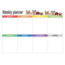 세컨드베스트 귀여운 동물 메모보드 화이트 weekly, 자석