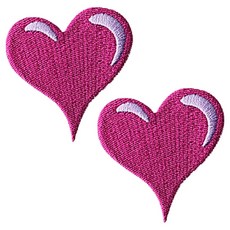 ButtonKing 熱熔式刺繡扁平愛心中號布貼, 2個, 酒紅色