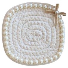 Ilsangsokbanzzak 珍珠串珠廚房方形杯墊, 1個, 米色