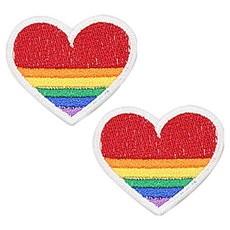 동대문단추왕 열접착식 자수 와펜 패치, 무지개하트, 2개