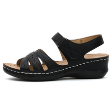 J SHOE 女款 Dop 超輕量厚底繫帶涼鞋 5.5cm, 黑色, 225
