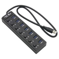 컴스 USB 허브 3.0 7포트 무전원 개별 스위치 BT413 60cm, 1개