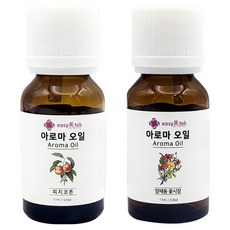 이지미톡 아로마 오일 방향제 원액 2종 x 17ml 세트, 1개, 피치코튼, 양재동꽃시장