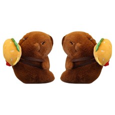 다다랜드 뚠빵한 카피바라 동물 인형 키링, 12cm, 햄버거카피바라, 2개