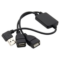컴스 USB 허브 2포트 케이블 좌향꺾임, 1개, 30cm