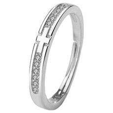 Dimis 女性經典玫瑰經戒指 十字架 6號 開口戒, 銀色, 1個