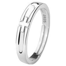 Dimis 男士經典十字架默珠戒指 9號開口戒指, 銀色, 1個