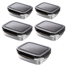 Casabeni 304不鏽鋼保鮮盒 5入組, 1組, 保鮮盒 350ml 2個+550ml 2個+850ml
