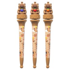 2Youngdesign 水豚旋轉原子筆 0.7mm 3入組, 1套, 混合色