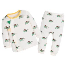 모이몰른 아동용 카우 밤부 싱글 긴팔 상하의 세트 M242NNN37P