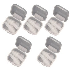 圓形矽膠游泳睡眠防噪音耳塞 10入+盒子 5入組, 1套, 透明