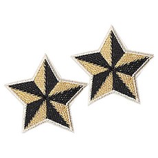 동대문단추왕 열접착식 자수 와펜 패치 스타, 블랙골드, 2개