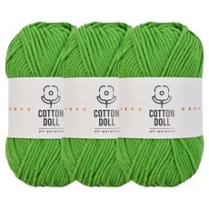 니뜨 코튼돌실 50g + 코튼 라벨 세트, 3개, 25브라이트그린