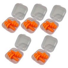 圓形矽膠游泳睡眠防噪音耳塞 10入+盒子 5入組, 1套, 橘色