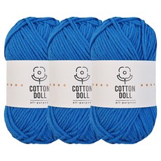 Knitt Cotton Doll Thread 50g + 棉質標籤組, 32藍色, 3個