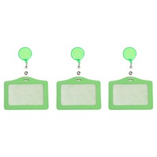 V-Rose 護士員工證名牌伸縮扣保護套, 橫式螢光綠, 3個