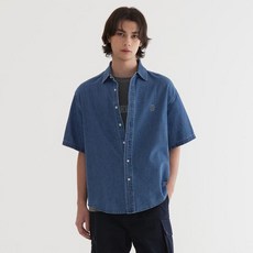 커버낫 남녀공용 C 로고 데님 면 하프 셔츠