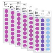 쁘띠팬시 오피스 포인트 마스킹 스티커 6p OPM-V302A, 혼합색상, 6개입, 6개