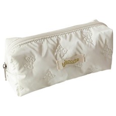 So Cute 簡約壓紋素色鉛筆盒, 1個, 白銀色