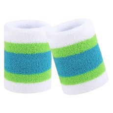 RUSHLY 스포츠 손목 보호 밴드, 2개, 화이트 + 그린 + 블루