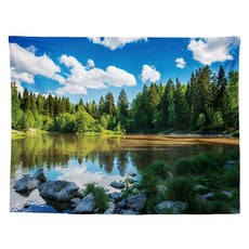 홈플로우 평온한 자연 숲 풍경 홈인테리어 태피스트리, L