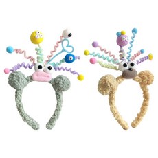 Khohimo 捲毛派對彈簧髮箍 2款組合 5W0243, 1套, 薄荷綠, 黃色