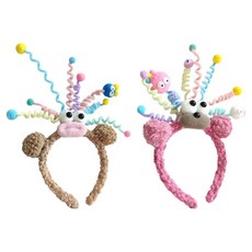 Khohimo 捲毛派對彈簧髮箍 2款組合 5W0243, 1套, 棕色, 粉紅色