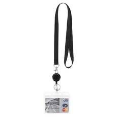 Obique 交通卡員工證伸縮扣頸掛繩 橫式, 黑色, 1個