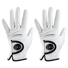 9LOVE 21AD 男士用柔軟半羊皮高爾夫手套 左手用, 白色, 2個