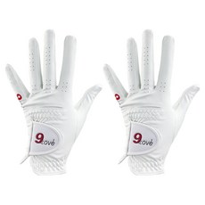 9LOVE 男款超細纖維合成皮高爾夫手套 左手用, 白色, 2個