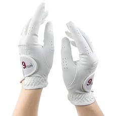 9LOVE 女性用超細纖維高爾夫手套 雙手用, 1套, 白色