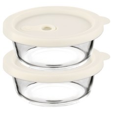 발룬피니 내열강화유리 오븐렌지 밥용기 원형, 2개, 400ml