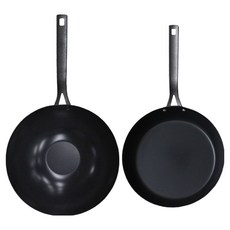 acacia home 平底鍋 鋁製 安心全鋼平底鍋 2件組, 1個, 單一顏色, 鋼製平底鍋 24cm + 鋼製炒鍋 28cm