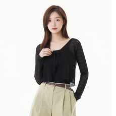 플라스틱아일랜드 여성용 끈장식 스카시 가디건 PR2KG002