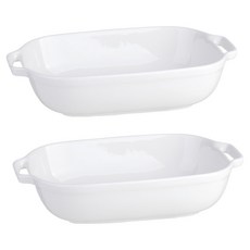 plala 雙把手烤碗 大, 2個, 白色