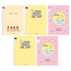 morning glory Chaewoom Note 小學彈簧筆記本 英語窄行 B 5入組, 1套, 混合色